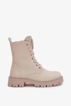 Botki Sznurowane|Brązowe I Beżowe Botki><noscript><img width=