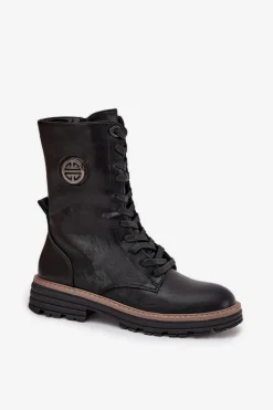 Outlet Boto Botki Workery Damskie Z Ozdobnym Detalem Ocieplane Czarne Dorialine Czarny