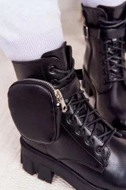 New Botki Workery Na Platformie z Nerką Czarne Saturday Damskie Botki Wiosenne|Damskie Trapery