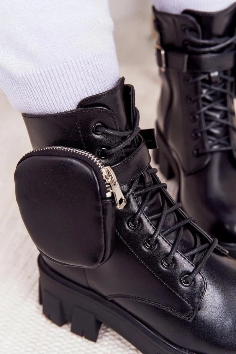 New Botki Workery Na Platformie z Nerką Czarne Saturday Damskie Botki Wiosenne|Damskie Trapery