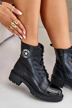 Boto Botki Workery Na Zamek Ocieplane Czarne Soratta