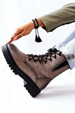 New Buty Sergio Leone Botki Workery Ocieplane Sergio Leone Szare TR756