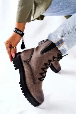 New Buty Sergio Leone Botki Workery Ocieplane Sergio Leone Szare TR756