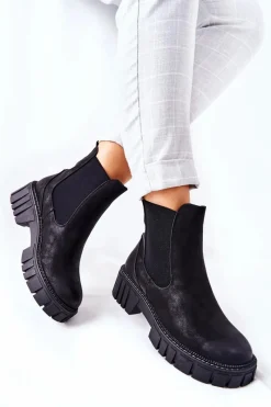 Best Buty Sergio Leone Botki Workery Trapery Ocieplane Sergio Leone TR761 Czarne