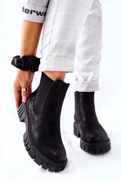 Best Buty Sergio Leone Botki Workery Trapery Ocieplane Sergio Leone TR761 Czarne