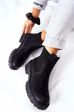 Best Buty Sergio Leone Botki Workery Trapery Ocieplane Sergio Leone TR761 Czarne