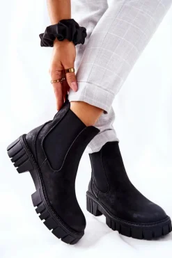 Best Buty Sergio Leone Botki Workery Trapery Ocieplane Sergio Leone TR761 Czarne