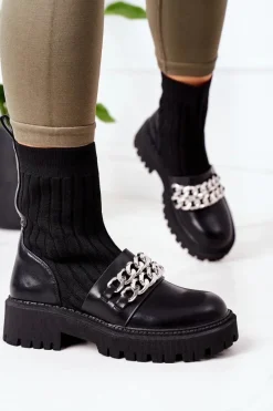 Czarne Botki|Botki Zimowe Damskie><noscript><img width=