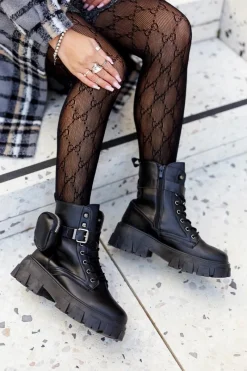 Clearance Boto Botki Workery Z Nerką Czarne Olenisse