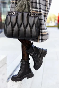 Clearance Boto Botki Workery Z Nerką Czarne Olenisse