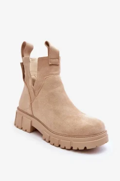 Clearance Boto Botki Workery Z Wycięciem Jasnobeżowe Heaven
