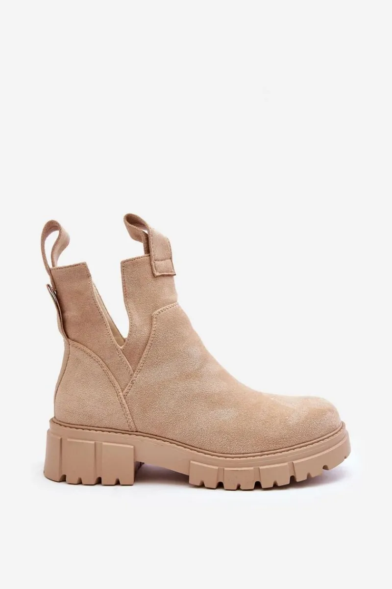 Clearance Boto Botki Workery Z Wycięciem Jasnobeżowe Heaven