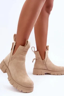 Clearance Boto Botki Workery Z Wycięciem Jasnobeżowe Heaven