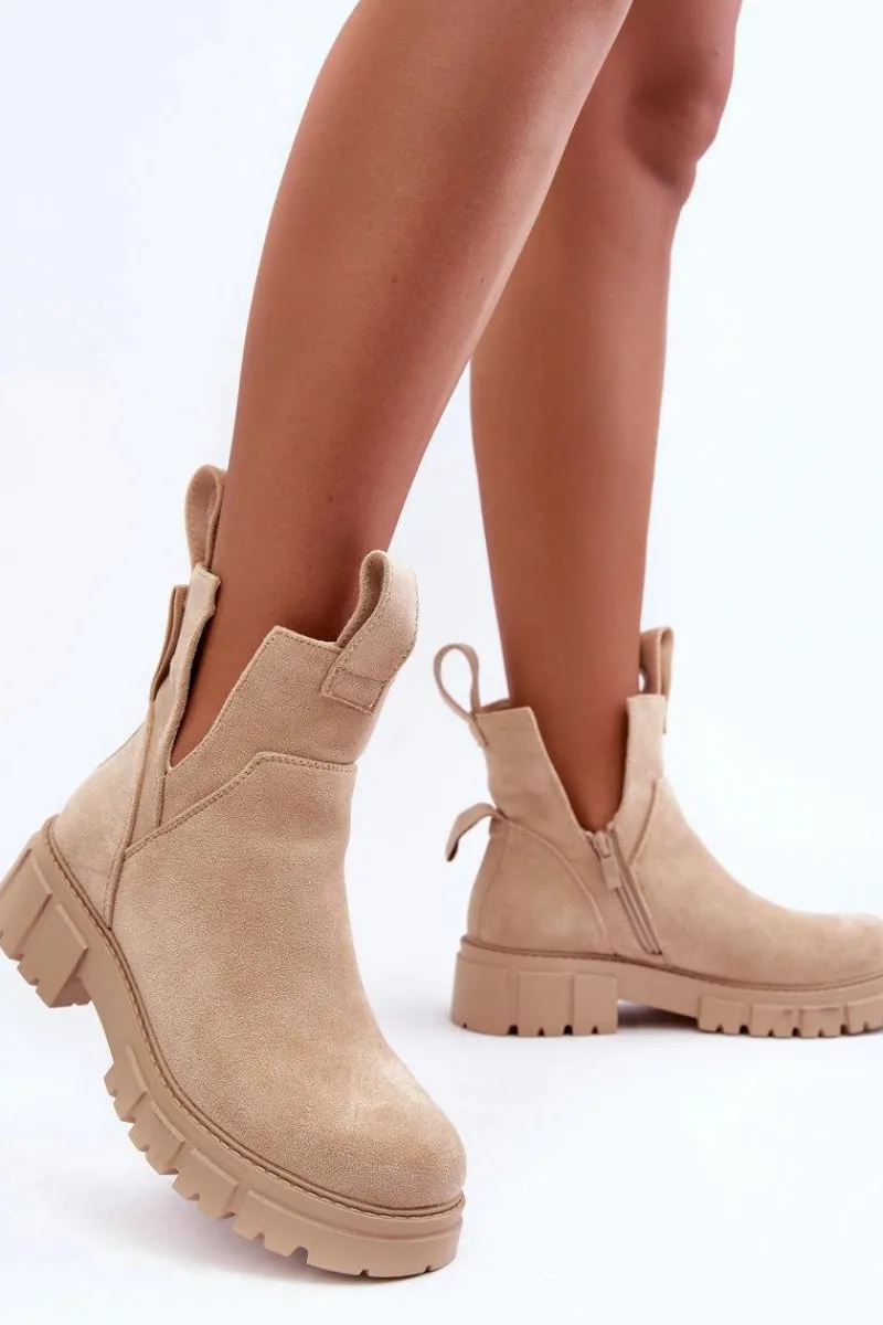 Clearance Boto Botki Workery Z Wycięciem Jasnobeżowe Heaven