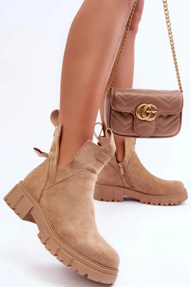 Botki Wiosenne|Brązowe I Beżowe Botki>Boto Botki Workery Z Wycięciem Beżowe Heaven