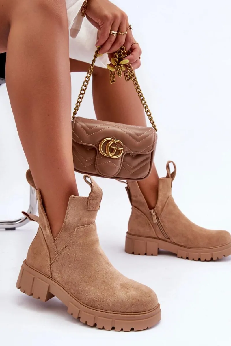 Botki Wiosenne|Brązowe I Beżowe Botki>Boto Botki Workery Z Wycięciem Beżowe Heaven