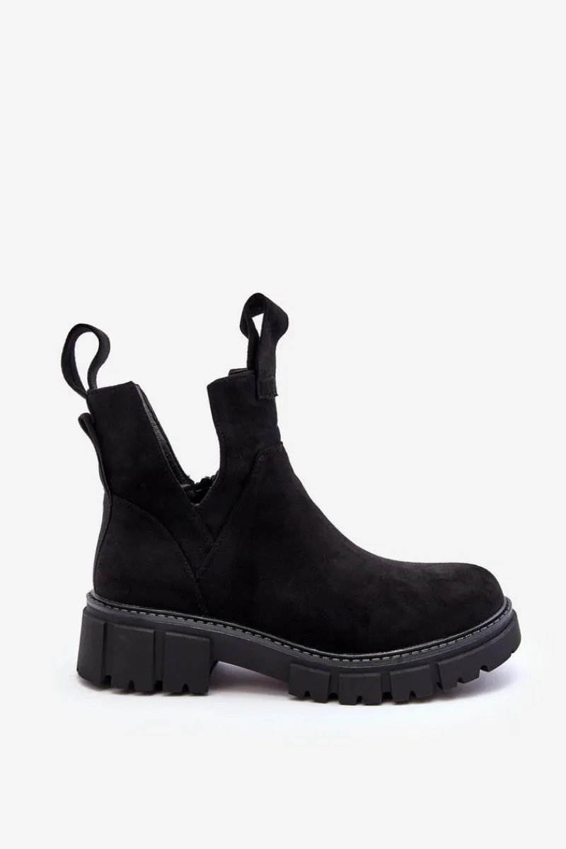 Discount Botki Workery Z Wycięciem Czarne Heaven Damskie Botki Wiosenne|Czarne Botki