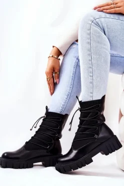 Czarne Botki|Botki Zimowe Damskie><noscript><img width=