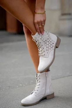 Botki Ażurowe|Brązowe I Beżowe Botki>Boto Botki Z Ażurowym Wzorem Na Zamek Jasnobeżowe Serfina