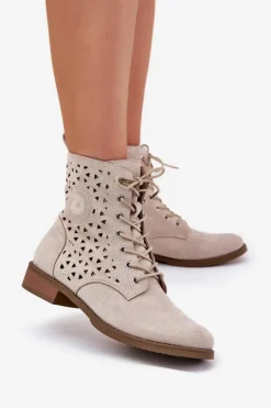 Botki Ażurowe|Brązowe I Beżowe Botki><noscript><img width=