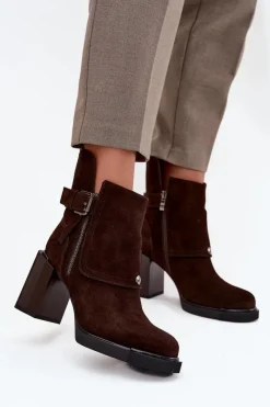 Botki Ocieplane|Botki Skórzane></noscript>Buty damskie Vinceza Botki Z Naturalnego Zamszu Na Słupku Z Klamrą Vinceza 91152 Czekoladowe