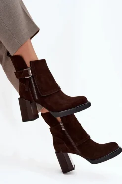 Botki Ocieplane|Botki Skórzane></noscript>Buty damskie Vinceza Botki Z Naturalnego Zamszu Na Słupku Z Klamrą Vinceza 91152 Czekoladowe