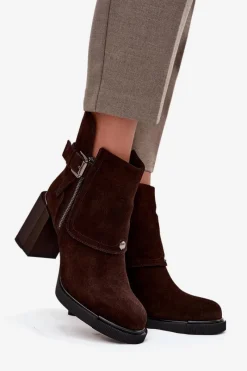 Botki Ocieplane|Botki Skórzane></noscript>Buty damskie Vinceza Botki Z Naturalnego Zamszu Na Słupku Z Klamrą Vinceza 91152 Czekoladowe