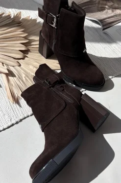 Botki Ocieplane|Botki Skórzane></noscript>Buty damskie Vinceza Botki Z Naturalnego Zamszu Na Słupku Z Klamrą Vinceza 91152 Czekoladowe