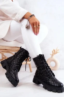 Czarne Botki|Botki Zimowe Damskie><noscript><img width=