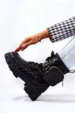 Czarne Botki|Botki Zimowe Damskie><noscript><img width=