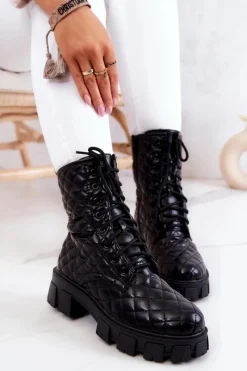 Czarne Botki|Botki Zimowe Damskie><noscript><img width=