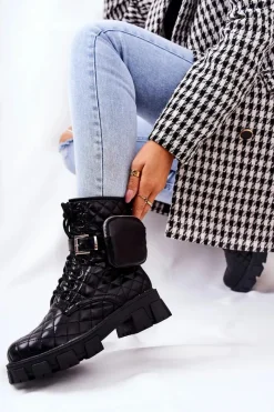 Czarne Botki|Botki Zimowe Damskie><noscript><img width=