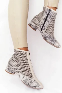 Sale Maciejka Botki Z Plecionki Na Obcasie 04937-03 Popiel