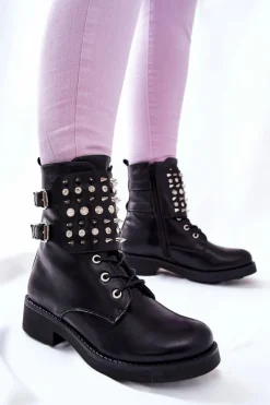 Online Boto Botki Z Ćwiekami Na Suwak Czarne Laurena