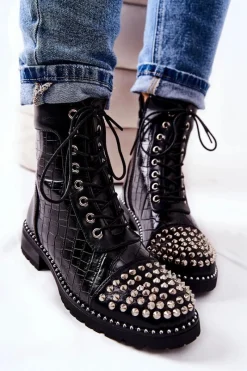 Discount Boto Botki Z Ćwiekami Na Suwak Czarne Sorela