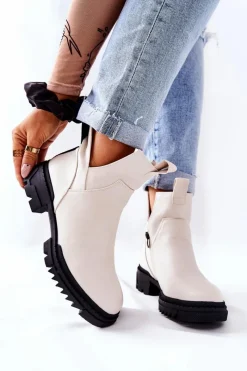 New Boto Botki Z Wycięciem Na Suwak Białe Corano
