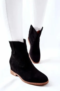 New Boto Botki Zamszowe Czarne Polon