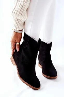 New Boto Botki Zamszowe Czarne Polon