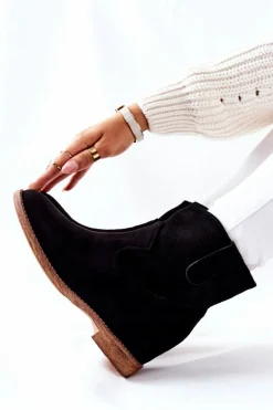 New Boto Botki Zamszowe Czarne Polon