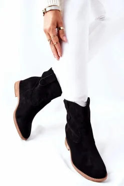 New Boto Botki Zamszowe Czarne Polon