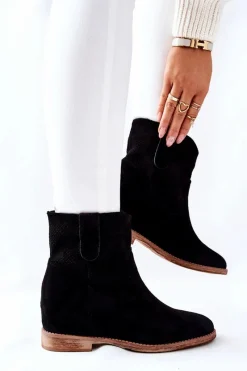 New Boto Botki Zamszowe Czarne Polon