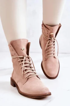 New Boto Botki Zamszowe Nicole Różowe 2697