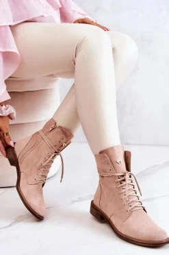 New Boto Botki Zamszowe Nicole Różowe 2697