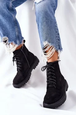 Czarne Botki|Brązowe I Beżowe Botki>Boto Botki Zamszowe Zamek Czarne Belados