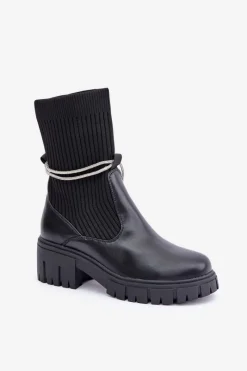 Czarne Botki|Botki Na Obcasie><noscript><img width=