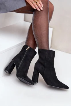 Online Boto Botki Ze Szpiczastymi Noskami Na Słupku Eko Zamszowe Czarne Artolla