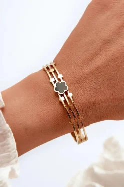 Outlet Bransoleta Damska Z Ozdobami Stal Nierdzewna Złota Bransoletki