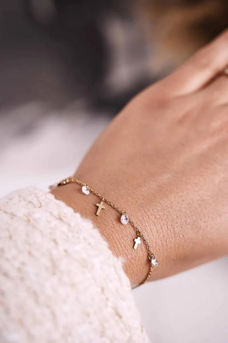 Boto Bransoletka Celebrytka Krzyżyki i Cyrkonie Złota Subtle