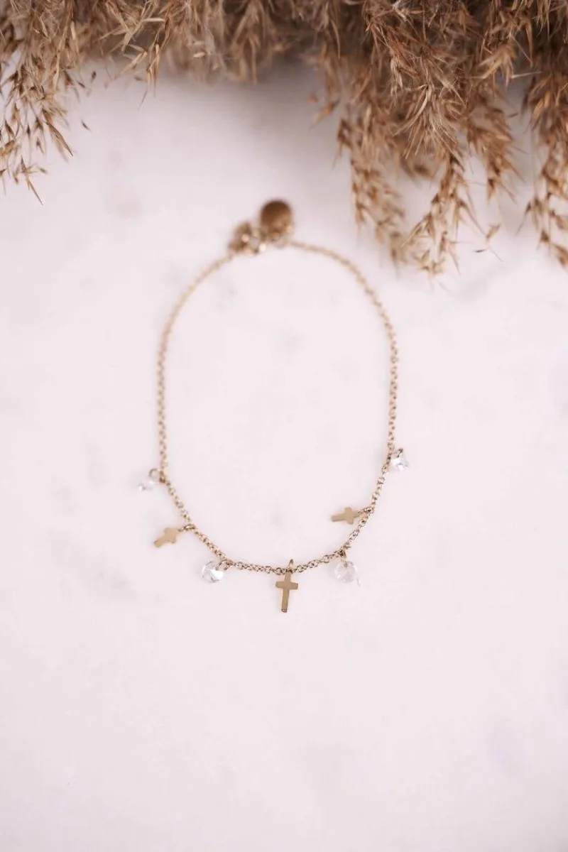 Boto Bransoletka Celebrytka Krzyżyki i Cyrkonie Złota Subtle