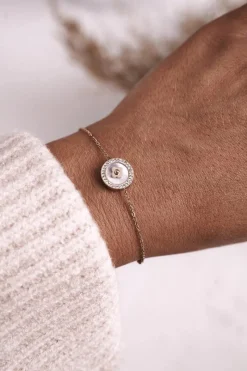 New Glam Chic Bransoletka Celebrytka z Koniczynką Różowe Złoto Perłowa Luck